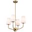 Cordello 4 Light Chandelier Vintage Brass Finish Etched White Opal Glass