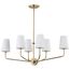 Cordello 6 Light Island Pendant Vintage Brass Finish Etched White Opal Glass