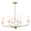 Cordello 6 Light Island Pendant Vintage Brass Finish Etched White Opal Glass