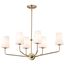 Cordello 6 Light Island Pendant Vintage Brass Finish Etched White Opal Glass