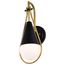Admiral 1 Light Wall Sconce Matte Black and Natural Brass Finish White Opal Glass