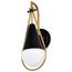 Admiral 1 Light Wall Sconce Matte Black and Natural Brass Finish White Opal Glass