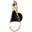 Admiral 1 Light Wall Sconce Matte Black and Natural Brass Finish White Opal Glass