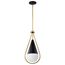 Admiral 1 Light Pendant 6 Inches Matte Black and Natural Brass Finish White Opal Glass