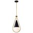 Admiral 1 Light Pendant 6 Inches Matte Black and Natural Brass Finish White Opal Glass