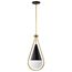 Admiral 1 Light Pendant 6 Inches Matte Black and Natural Brass Finish White Opal Glass