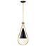 Admiral 1 Light Pendant 6 Inches Matte Black and Natural Brass Finish White Opal Glass