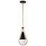 Admiral 1 Light Pendant 10 Inches Matte Black and Natural Brass Finish White Opal Glass