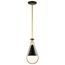 Admiral 1 Light Pendant 10 Inches Matte Black and Natural Brass Finish White Opal Glass