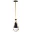 Admiral 1 Light Pendant 10 Inches Matte Black and Natural Brass Finish White Opal Glass