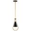 Admiral 1 Light Pendant 10 Inches Matte Black and Natural Brass Finish White Opal Glass