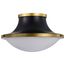 Lafayette 3 Light Flush Mount Fixture 18 Inches Matte Black Finish w/ Natural Brass Accents and White Opal Glass
