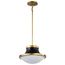 Lafayette 1 Light Pendant 14 Inches Matte Black Finish w/ Natural Brass Accents and White Opal Glass