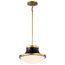 Lafayette 1 Light Pendant 14 Inches Matte Black Finish w/ Natural Brass Accents and White Opal Glass