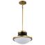 Lafayette 1 Light Pendant 14 Inches Matte Black Finish w/ Natural Brass Accents and White Opal Glass