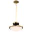 Lafayette 1 Light Pendant 14 Inches Matte Black Finish w/ Natural Brass Accents and White Opal Glass