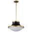 Lafayette 3 Light Pendant 18 Inches Matte Black Finish w/ Natural Brass Accents and White Opal Glass