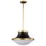 Lafayette 3 Light Pendant 18 Inches Matte Black Finish w/ Natural Brass Accents and White Opal Glass