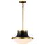 Lafayette 3 Light Pendant 18 Inches Matte Black Finish w/ Natural Brass Accents and White Opal Glass