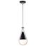 Admiral 1 Light Pendant 6 Inches Matte Black and Brushed Nickel Finish White Opal Glass