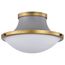 Lafayette 1 Light Flush Mount Fixture 14 Inches Gray Finish w/ Natural Brass Accents and White Opal Glass