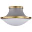 Lafayette 1 Light Flush Mount Fixture 14 Inches Gray Finish w/ Natural Brass Accents and White Opal Glass