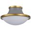 Lafayette 3 Light Flush Mount Fixture 18 Inches Gray Finish w/ Natural Brass Accents and White Opal Glass