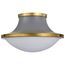 Lafayette 3 Light Flush Mount Fixture 18 Inches Gray Finish w/ Natural Brass Accents and White Opal Glass