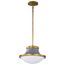 Lafayette 1 Light Pendant 14 Inches Gray Finish w/ Natural Brass Accents and White Opal Glass