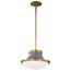 Lafayette 1 Light Pendant 14 Inches Gray Finish w/ Natural Brass Accents and White Opal Glass