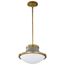 Lafayette 1 Light Pendant 14 Inches Gray Finish w/ Natural Brass Accents and White Opal Glass