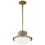 Lafayette 1 Light Pendant 14 Inches Gray Finish w/ Natural Brass Accents and White Opal Glass