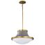 Lafayette 3 Light Pendant 18 Inches Gray Finish w/ Natural Brass Accents and White Opal Glass