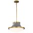 Lafayette 3 Light Pendant 18 Inches Gray Finish w/ Natural Brass Accents and White Opal Glass