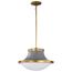 Lafayette 3 Light Pendant 18 Inches Gray Finish w/ Natural Brass Accents and White Opal Glass