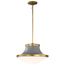 Lafayette 3 Light Pendant 18 Inches Gray Finish w/ Natural Brass Accents and White Opal Glass