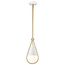 Admiral 1 Light Pendant 6 Inches Matte White and Natural Brass Finish White Opal Glass