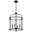 Yorktown 4 Light Pendant Matte Black Finish Clear Glass