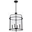 Yorktown 4 Light Pendant Matte Black Finish Clear Glass