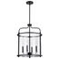 Yorktown 4 Light Pendant Matte Black Finish Clear Glass