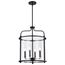 Yorktown 4 Light Pendant Matte Black Finish Clear Glass