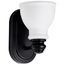 Russel 1 Light Vanity Matte Black w/ Satin White Glass