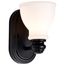 Russel 1 Light Vanity Matte Black w/ Satin White Glass