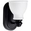 Russel 1 Light Vanity Matte Black w/ Satin White Glass
