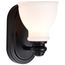 Russel 1 Light Vanity Matte Black w/ Satin White Glass