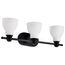 Russel 3 Light Vanity Matte Black w/ Satin White Glass