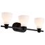 Russel 3 Light Vanity Matte Black w/ Satin White Glass