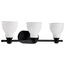 Russel 3 Light Vanity Matte Black w/ Satin White Glass