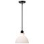Russel 10 Inch Mini Pendant Matte Black w/ Satin White Glass