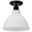 Russel 10 Inch Semi Flush Mount Matte Black w/ Satin White Glass